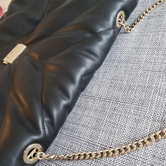 ZARA faux leather pillow chevron bag, black with gold hardware - Picture 5 of 7